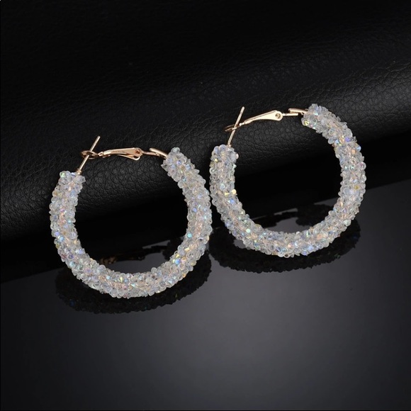 crystallized hoop earrings - Picture 2 of 2